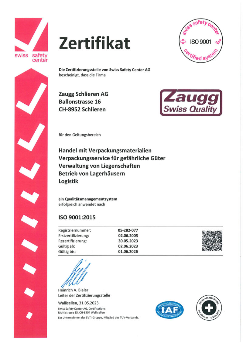 ISO-Zertifikat aktuell deutsch